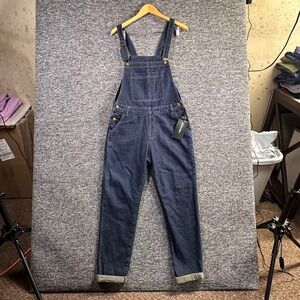 Classic Dark Blue Denim Women's Overalls with Adjustable Straps